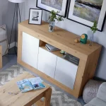FORES Muebles De Salón^Aparador Baltik 3 Puertas Roble Nodi Blanco Artik 144 X 87 X 42 Cm