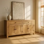 IXIA Muebles De Salón^Aparador Madera Mindi 2 Cajones 2 Puertas Natural 140 X 82 X 40 Cm