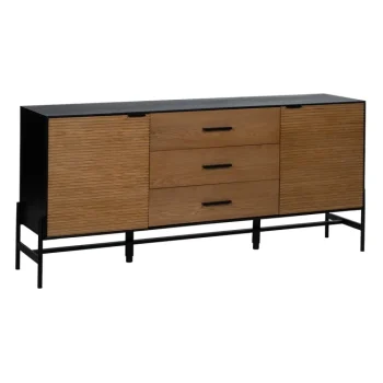 IXIA Muebles De Salón^Aparador Orleans Con 2 Puertas Y 3 Cajones En Negro - Natural 164 X 75 X 40 Cm