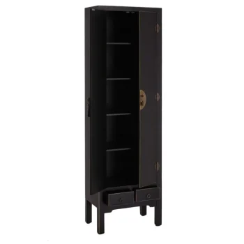 IXIA Armario Salón^Armario 2 Puertas Y 2 Cajones Negro 55 X 33 X 185 Cm