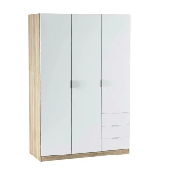 FORES Armarios Blancos|Armarios Con Cajones^Armario 3 Puertas 3 Cajones Roble Canadian - Blanco Artik 121 X 180 X 52 Cm