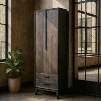 IXIA Armario Salón^Armario De Madera De Mango Marrón 2 Puertas, 2 Cajones Kilian 75 X 200 X 40 Cm