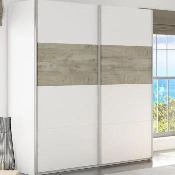 FORES Armarios Blancos|Armarios Puertas Correderas^Armario De Puertas Correderas Oikos ARM182A Blanco Artik - Roble Alaska 180 X 200 X 60 Cm