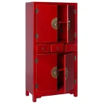 IXIA Muebles De Salón^Armario De Salón Auxiliar 4 Puertas Y 3 Cajones Oriente, Rojo