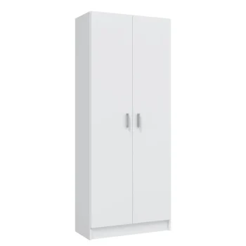 FORES Mueble Auxiliar Cocina^Armario Escobero Blanco 2 Puertas Barcelona