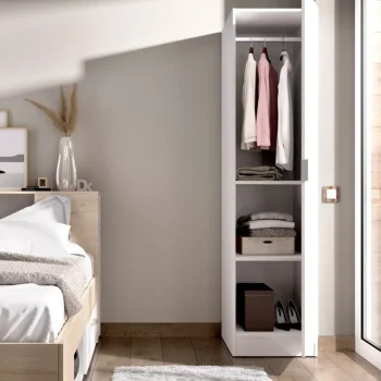 DEKIT Armarios Blancos|Armarios Roperos^Armario Essen 1 Puerta Estrecho Blanco 41 X 52 X 184 Cm