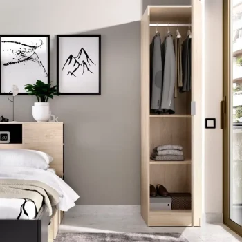 DEKIT Armarios Roperos^Armario Essen 1 Puerta Estrecho Roble Natural 41 X 52 X 184 Cm