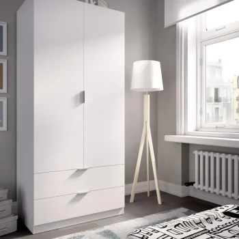 DEKIT Armarios Blancos|Armarios Roperos^Armario Essen 2 Puertas 2 Cajones Blanco 81 X 184 X 52 Cm