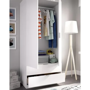DEKIT Armarios Blancos|Armarios Roperos^Armario Essen 2 Puertas 2 Cajones Blanco 81 X 184 X 52 Cm