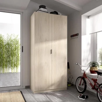 DEKIT Armarios Roperos^Armario Essen 2 Puertas Roble Natural 81x 184 X 52 Cm