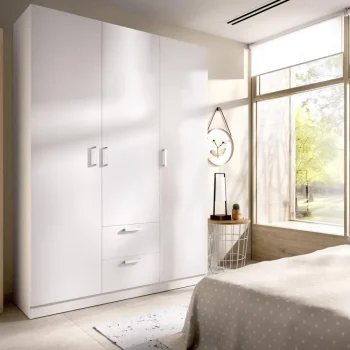 DEKIT Armarios Blancos|Armarios Con Cajones^Armario Maxi 3 Puertas Y 2 Cajones Blanco 150 X 215 X 52 Cm