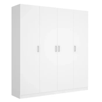 DEKIT Armarios Blancos|Armarios Roperos^Armario Maxi 4 Puertas Batientes Blanco 200 X 215 X 52 Cm