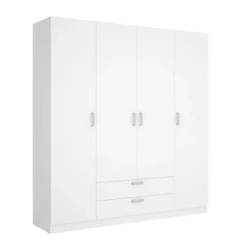 DEKIT Armarios Blancos|Armarios Con Cajones^Armario Maxi 4 Puertas Y 2 Cajones Blanco 200 X 215 X 52 Cm