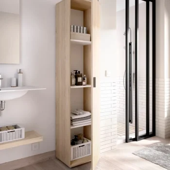 DEKIT Mueble Auxiliar Cocina^Armario Multiusos 1 Puerta Fit Color Natural 39 X 190 X 35 Cm