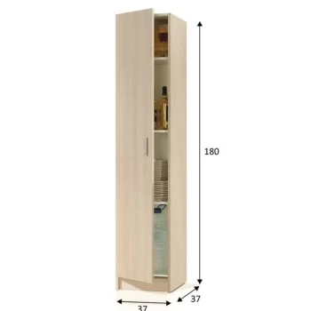 FORES Mueble Auxiliar Cocina^Armario Multiusos 1 Puerta Roble Barcelona 37 X 180 X 37 Cm