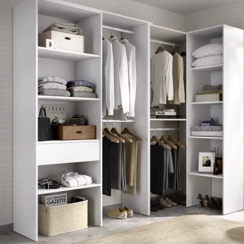 DEKIT Armarios Blancos|Armarios Esquineros^Armario Rincón Adaptable Suit Blanco 198 - 248 X 187 X 80 Cm