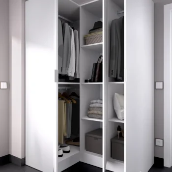 DEKIT Armarios Blancos|Armarios Esquineros^Armario Rincon De 3 Puertas Essen Blanco 133 X 184 X 90,5 Cm