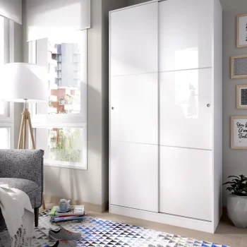 DEKIT Armarios Blancos|Armarios Puertas Correderas^Armario Slide 2 Puertas Correderas Blanco Brillo 100 X  204 X 50 Cm