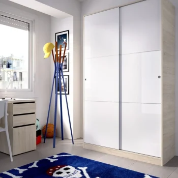 DEKIT Armarios Puertas Correderas^Armario Slide 2 Puertas Correderas Roble Natural - Blanco 120 X 204 X 50 Cm