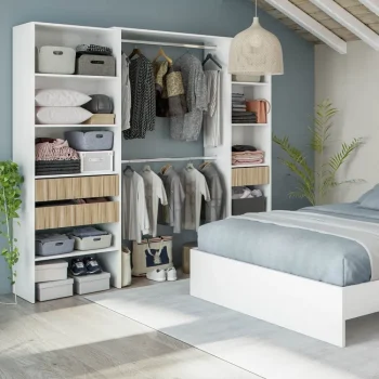 FORES Armarios Blancos^Armario Vestidor Sin Puertas Y 3 Cajones Ethna Blanco Artik - Natur 190 X 187 X 40 Cm