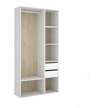 DEKIT Armarios Blancos|Armarios Roperos^Armario Vestidor Suit 2 Cajones Con Trasera Reversible Blanco - Roble Natural 98 X 205 X 45 Cm