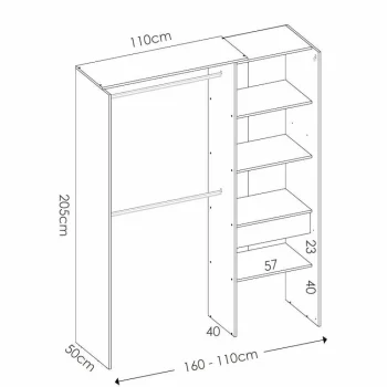 DEKIT Armarios Roperos^Armario Vestidor Suit A Medida Con Cortina Y Cajón