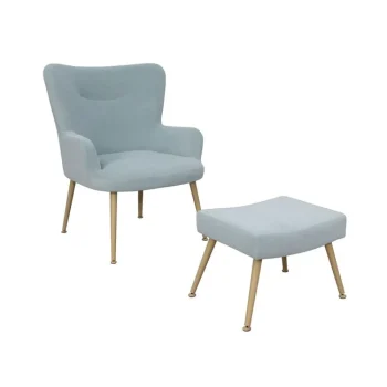 NAKURA Sillones^Butaca Con Reposapies Indo Tapizado Velvet Azul 69 X 89 X 70 Cm