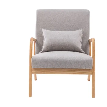 NAKURA Sillones^Butaca De Madera Maciza Con Brazos Roma Tapizado Tela Gris - Roble 64,5 X 75 X 80 Cm