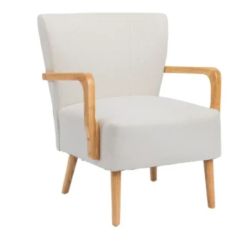 NAKURA Sillones^Butaca De Madera Maciza Con Brazos Tasia Tapizado Tela Beige - Roble 67 X 81,5 X 74 Cm