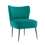 NAKURA Sillones^Butaca Descalzadora Niger Tapizada En Tela Velvet Verde - Negro 57 X 72,5 X 58 Cm