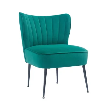 NAKURA Sillones^Butaca Descalzadora Niger Tapizada En Tela Velvet Verde - Negro 57 X 72,5 X 58 Cm