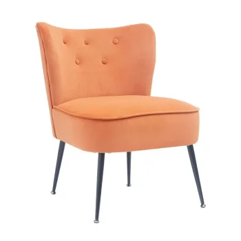 NAKURA Sillones^Butaca Descalzadora Zambia Tapizada En Tela Velvet Naranja - Negro 57 X 72,5 X 58 Cm