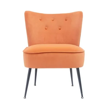 NAKURA Sillones^Butaca Descalzadora Zambia Tapizada En Tela Velvet Naranja - Negro 57 X 72,5 X 58 Cm