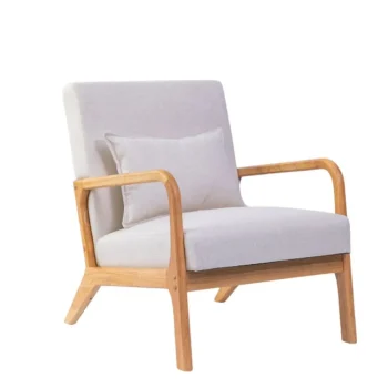 NAKURA Sillones^Butaca Roma Inspiración Nórdica En Madera Maciza Tapizada En Tela Gris 64,5 X 75 X 80 Cm