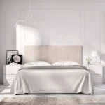 DEKIT Conjuntos Dormitorios Matrimonio Baratos^Cabecero De Cama Con Dos Mesitas Lusa Blanco - Alistonado 257 X 106 X 35 Cm