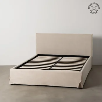 IXIA Camas Baratas^CAMA CANAPÉ BEIGE TEJIDO DORMITORIO 196 X 215 X 96 CM