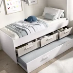 DEKIT Camas Nido Dobles|Camas Nido 90^Cama Compacta Doble Con 3 Cajones Leka Blanco - Alistonado 195 X 68 X 95 Cm