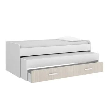 DEKIT Camas Nido 90|Camas Nido Blancas^Cama Compacta Doble Con Un Cajón Pema Blanco - Alistonado 200 X 70 X 98 Cm