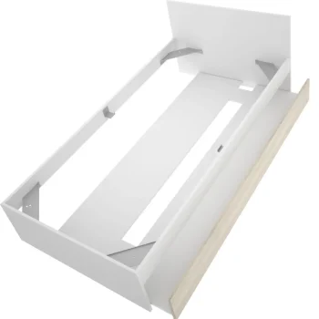 DEKIT Camas Nido Con Cabecero|Camas Nido 90^Cama Nido Doble Con Cabecero Top En Blanco - Roble Natural 96 X 67 X 195 Cm