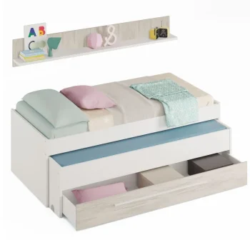 FORES Camas Nido Blancas|Camas Nido Con Cajones^Cama Nido Doble Juvenil Elliot Blanco Artik - Velho 199 X 65 X 96 Cm