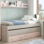 FORES Camas Nido Dobles|Camas Nido 90^Cama Nido Doble New Nube Blanco Alpes - Rosa 199 X 96 X 69 Cm