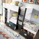 DEKIT Camas Tren^Cama Tren Con Armario Groe Blanco - Grafito 271 X 150 X 111 Cm