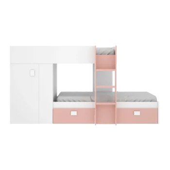 DEKIT Camas Tren^Cama Tren Con Armario Groe Blanco - Rosa 271 X 150 X 111 Cm