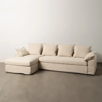 IXIA Chaise Longues^CHAISE-LOUNGER CREMA TEJIDO-MADERA 300 X 161 X 90 CM