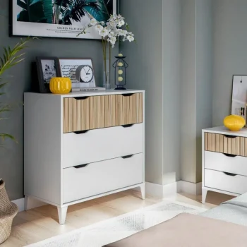 FORES C贸modas^Cómoda 3 Cajones Noite Blanco Artik - Natur 70,5 X 76 X 40 Cm