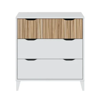 FORES C贸modas^Cómoda 3 Cajones Noite Blanco Artik - Natur 70,5 X 76 X 40 Cm
