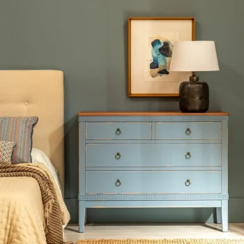 IXIA C贸modas^Cómoda 4 Cajones De Madera En Color Azul 115 X 90 X 45 Cm