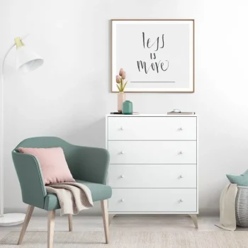 FORES C贸modas^Cómoda 4 Cajones Estilo Nórdico Sweet Blanco Artik 77,5 X 95 X 40 Cm