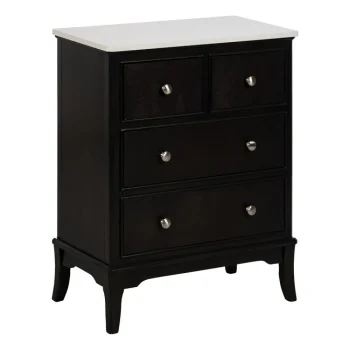 IXIA C贸modas^Cómoda 4 Cajones Marmol Negro - Blanco 60 X 75,5 X 33 Cm