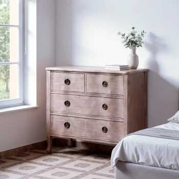 IXIA C贸modas^Cómoda Clásica En Madera De Abeto 4 Cajones Marrón Claro 93 X 78 X 38 Cm